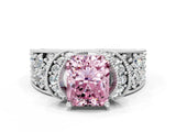 White gold Fancy Pink Radiant  Halo Pave Diamond Engagement Ring with Milgrain Detailing_48