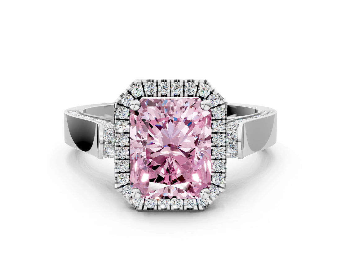 White gold Fancy Pink Radiant  Halo Pave Split Shank Prong Setting Ring_25