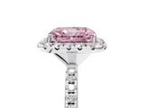White gold Fancy Pink Radiant  Halo Round Diamond Pavé Band Four-Prong Ring_16