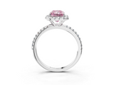 White gold Fancy Pink Radiant  Halo Round Diamond Pavé Band Four-Prong Ring_23