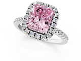 White gold Fancy Pink Radiant  Halo Round Diamond Pavé Band Four-Prong Ring_38