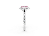 White gold Fancy Pink Radiant  Halo Round Diamond Pavé Band Four-Prong Ring_39