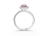 White gold Fancy Pink Radiant  Halo Round Diamond Pavé Band Four-Prong Ring_40