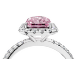 White gold Fancy Pink Radiant  Halo Round Diamond Pavé Band Four-Prong Ring_7