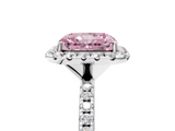 White gold Fancy Pink Radiant  Halo Round Diamond Pavé Band Four-Prong Ring_8