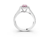White gold Fancy Pink Radiant  Halo Round Diamond Pave Band with Prong Setting 4