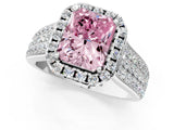 White gold Fancy Pink Radiant  Halo Round Diamond Pave Band with Prong Setting_13