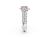 White gold Fancy Pink Radiant  Halo Round Diamond Pave Band with Prong Setting_14