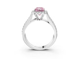 White gold Fancy Pink Radiant  Halo Round Diamond Pave Band with Prong Setting_15