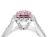 White gold Fancy Pink Radiant  Halo Round Diamond Pave Band with Prong Setting_16