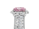 White gold Fancy Pink Radiant  Halo Round Diamond Pave Band with Prong Setting_17
