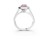 White gold Fancy Pink Radiant  Halo Solitaire Diamond Ring with Pave Band and Bezel Setting_52