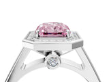 White gold Fancy Pink Radiant  Halo Solitaire Diamond Ring with Pave Band and Bezel Setting_53