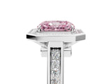 White gold Fancy Pink Radiant  Halo Solitaire Diamond Ring with Pave Band and Bezel Setting_54