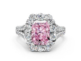 White gold Fancy Pink Radiant  Halo Split Shank Diamond Engagement Ring with Pave Band and Four-Prong Setting_54