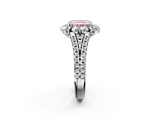 White gold Fancy Pink Radiant  Halo Split Shank Diamond Engagement Ring with Pave Band and Four-Prong Setting_56