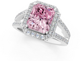 White gold Fancy Pink Radiant  Halo Split Shank Diamond Ring with Four-Prong Setting_33