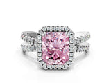 White gold Fancy Pink Radiant  Halo Split Shank Diamond Ring with Pavé Setting_38