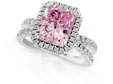 White gold Fancy Pink Radiant  Halo Split Shank Diamond Ring with Pavé Setting_39