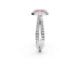 White gold Fancy Pink Radiant  Halo Split Shank Diamond Ring with Pavé Setting_40