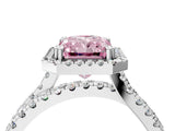 White gold Fancy Pink Radiant  Halo Split Shank Diamond Ring with Pavé Setting_42
