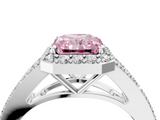 White gold Fancy Pink Radiant  Halo Split Shank Diamond Ring with Prong Setting_24