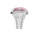 White gold Fancy Pink Radiant  Halo Split Shank Diamond Ring with Prong Setting_25