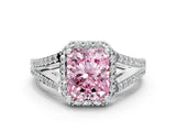 White gold Fancy Pink Radiant  Halo Split Shank Pave Diamond Ring with Four-Prong Setting_49