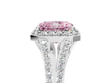 White gold Fancy Pink Radiant  Halo Split Shank Pave Diamond Ring with Four-Prong Setting_54