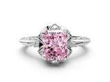 White gold Fancy Pink Radiant  Halo Split Shank Pave Diamond Ring with Petal Prong Setting_83