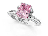 White gold Fancy Pink Radiant  Halo Split Shank Pave Diamond Ring with Petal Prong Setting_84