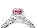 White gold Fancy Pink Radiant  Halo Split Shank Pave Diamond Ring with Petal Prong Setting_87