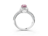 White gold Fancy Pink Radiant  Halo Split Shank Pave Diamond Ring with Petal Prong Setting_87