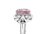 White gold Fancy Pink Radiant  Halo Split Shank Pave Diamond Ring with Petal Prong Setting_88