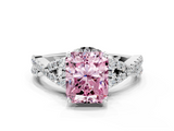 White gold Fancy Pink Radiant  Halo Twist Band Solitaire Prong Setting Ring_59