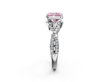 White gold Fancy Pink Radiant  Halo Twist Band Solitaire Prong Setting Ring_61