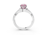 White gold Fancy Pink Radiant  Halo Twist Band Solitaire Prong Setting Ring_62