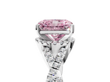 White gold Fancy Pink Radiant  Halo Twist Band Solitaire Prong Setting Ring_64