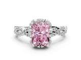 White gold Fancy Pink Radiant  Halo Twist Band Solitaire Ring with Six-Prong Setting_3