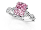 White gold Fancy Pink Radiant  Halo Twist Band Solitaire Ring with Six-Prong Setting_4