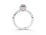 White gold Fancy Pink Radiant  Halo Twist Band Solitaire Ring with Six-Prong Setting_6