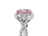 White gold Fancy Pink Radiant  Halo Twist Band Solitaire Ring with Six-Prong Setting_8