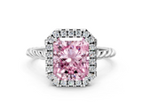 White gold Fancy Pink Radiant  Halo Twisted Band Four-Prong Diamond Ring_20