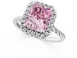 White gold Fancy Pink Radiant  Halo Twisted Band Four-Prong Diamond Ring_21