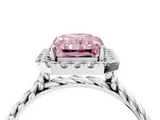 White gold Fancy Pink Radiant  Halo Twisted Band Four-Prong Diamond Ring_24