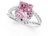 White gold Fancy Pink Radiant  Halo Twisted Band Four-Prong Ring_33