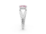 White gold Fancy Pink Radiant  Halo Twisted Band Four-Prong Ring_34