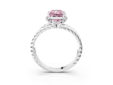 White gold Fancy Pink Radiant  Halo Twisted Band Four-Prong Ring_35