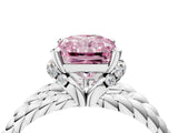 White gold Fancy Pink Radiant  Halo Twisted Band Four-Prong Ring_36