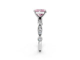 White gold Fancy Pink Radiant  Milgrain Bezel Diamond Engagement Ring with Solitaire Prong Setting_175
